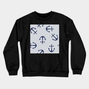 Maritime pattern of blue anchors on light gray Crewneck Sweatshirt